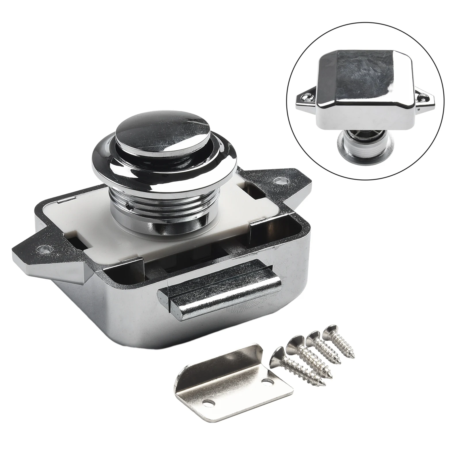 Keyless RV Push Cabinet Locks Cabinet Door Catches Locks Push Button Catch Locks Latch Knobs For RVs Camper Caravan