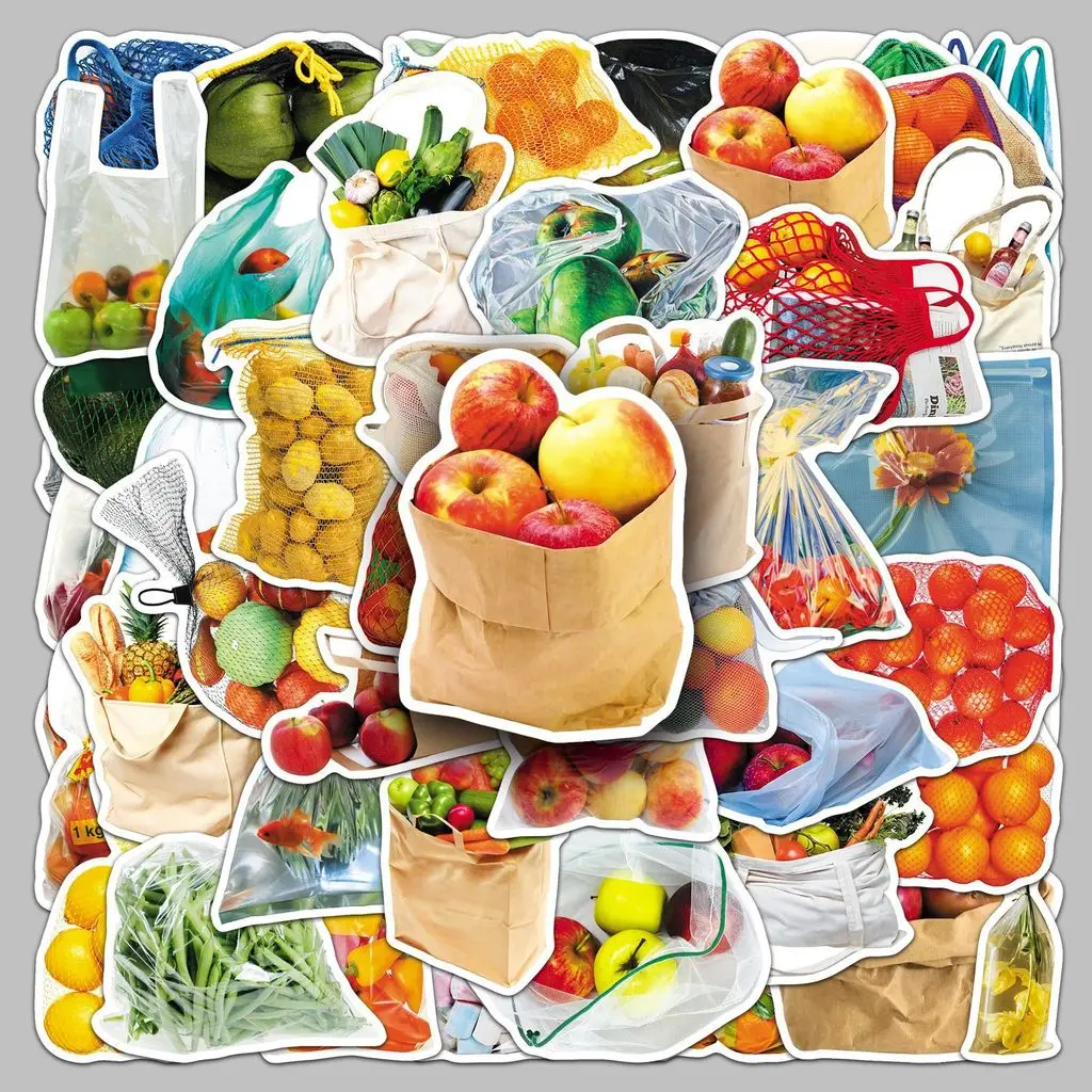 50 Pcs Bagged Realistic Fruit & Vegetable Stickers - Creative Graffiti Decor for Fridges Cars Phones BulingBulingStickers Store