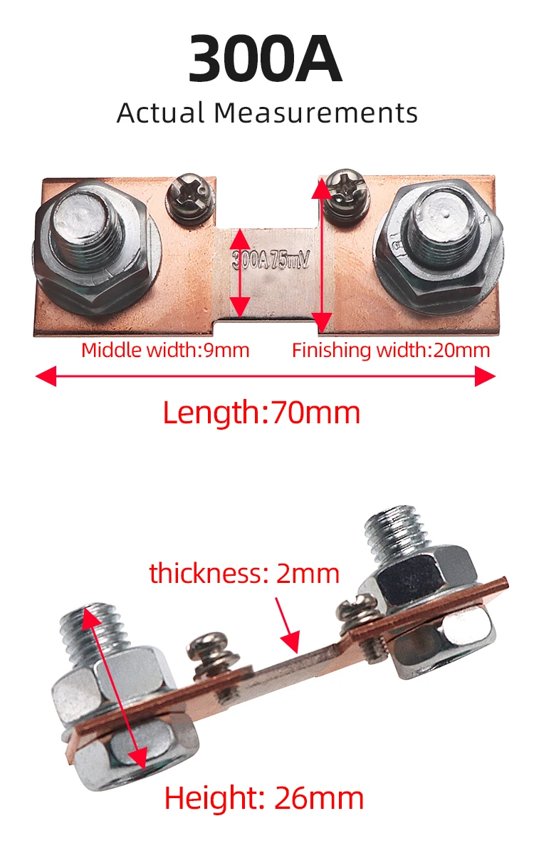 Externe Shunt FL-2 50A 100A 200A 300A 75mV Strom Meter Shunt Resister für Digital Voltmeter Amperemeter Wattmeter – Detail 9