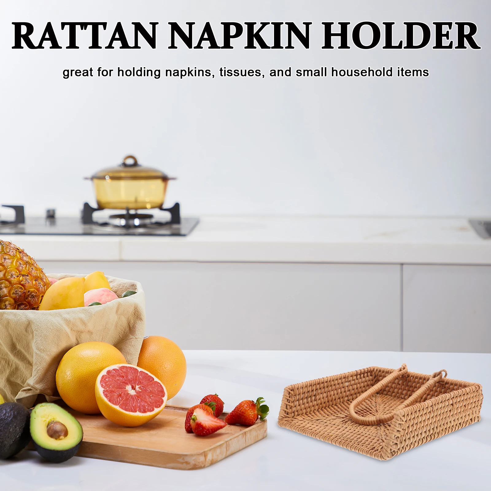 

Rattan Tissue Box Napkin Holder Guest Towel Tray for Bathroom Holders Kitchen Basket Storage Outdoor