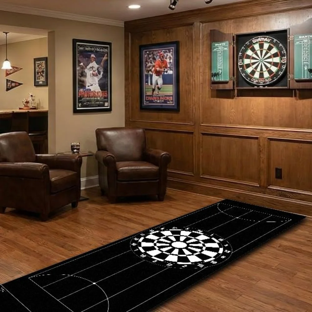 VIKAMA Professional Dart Mat Dartboard Pattern Throw Line Carpet Non-Slip Wear Resistant for Game Room Bar Decor