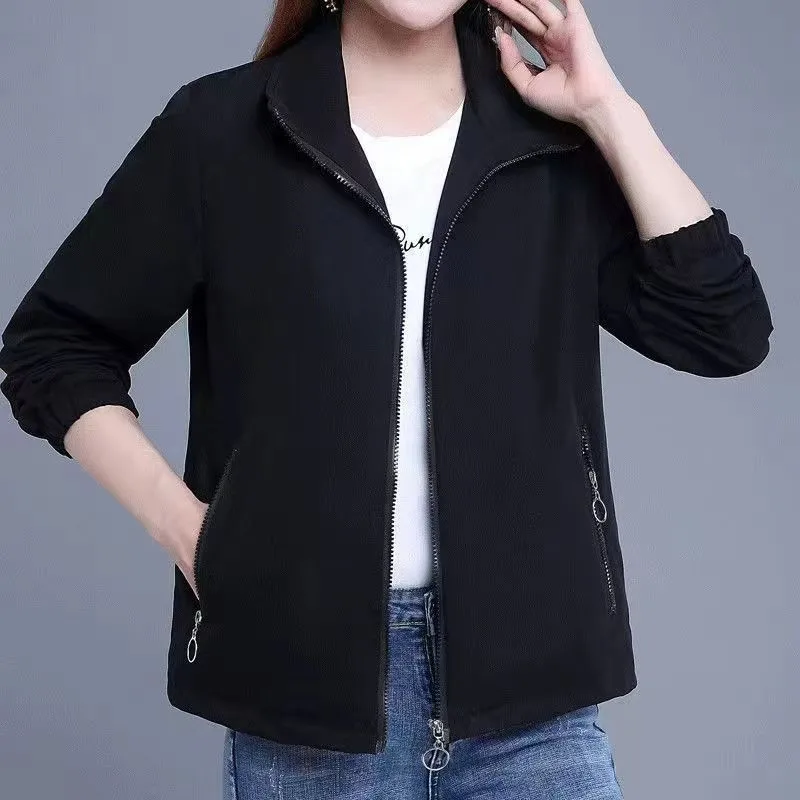 Double Jacket Women's 2027 New Korean Windbreaker Loose Slim Female High-end Joker Short Coat Spring Autumn Mother Overcoat