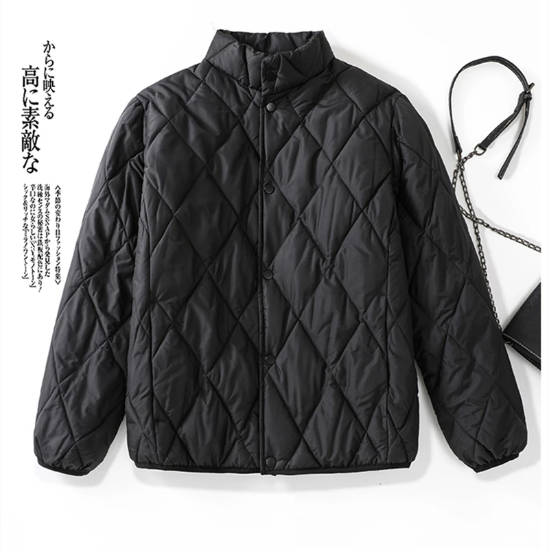 2024 Winter Diamond Grid Women\'s Down Puffer Jackets Baggy Thickening Warm Korean Fashion Boutique Clothes Cotton Padded Coats