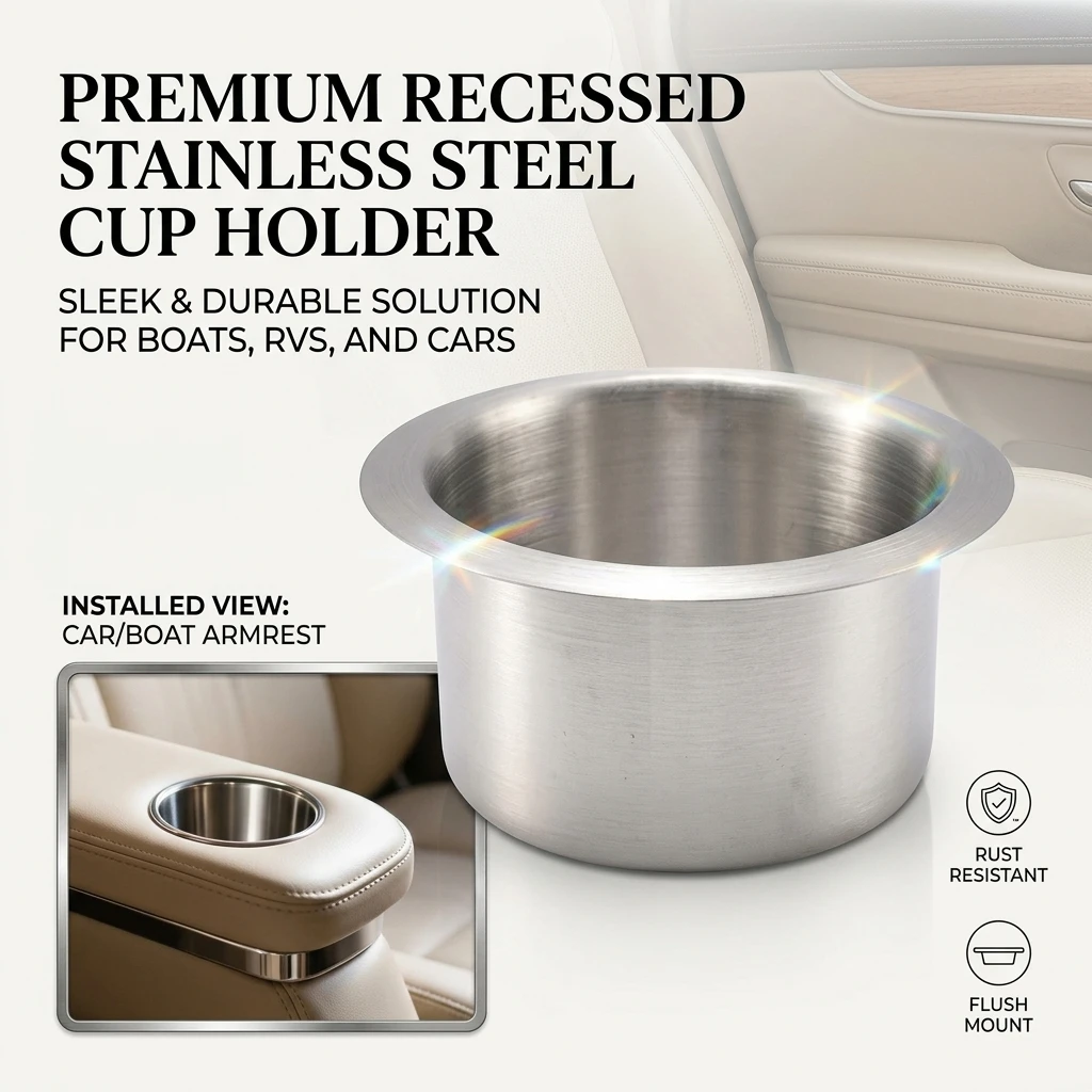 Stainless Steel Cup Holder for RV Car Sofa Yacht - Universal Water Slot Modification Accessory Embedded Car Ashtray