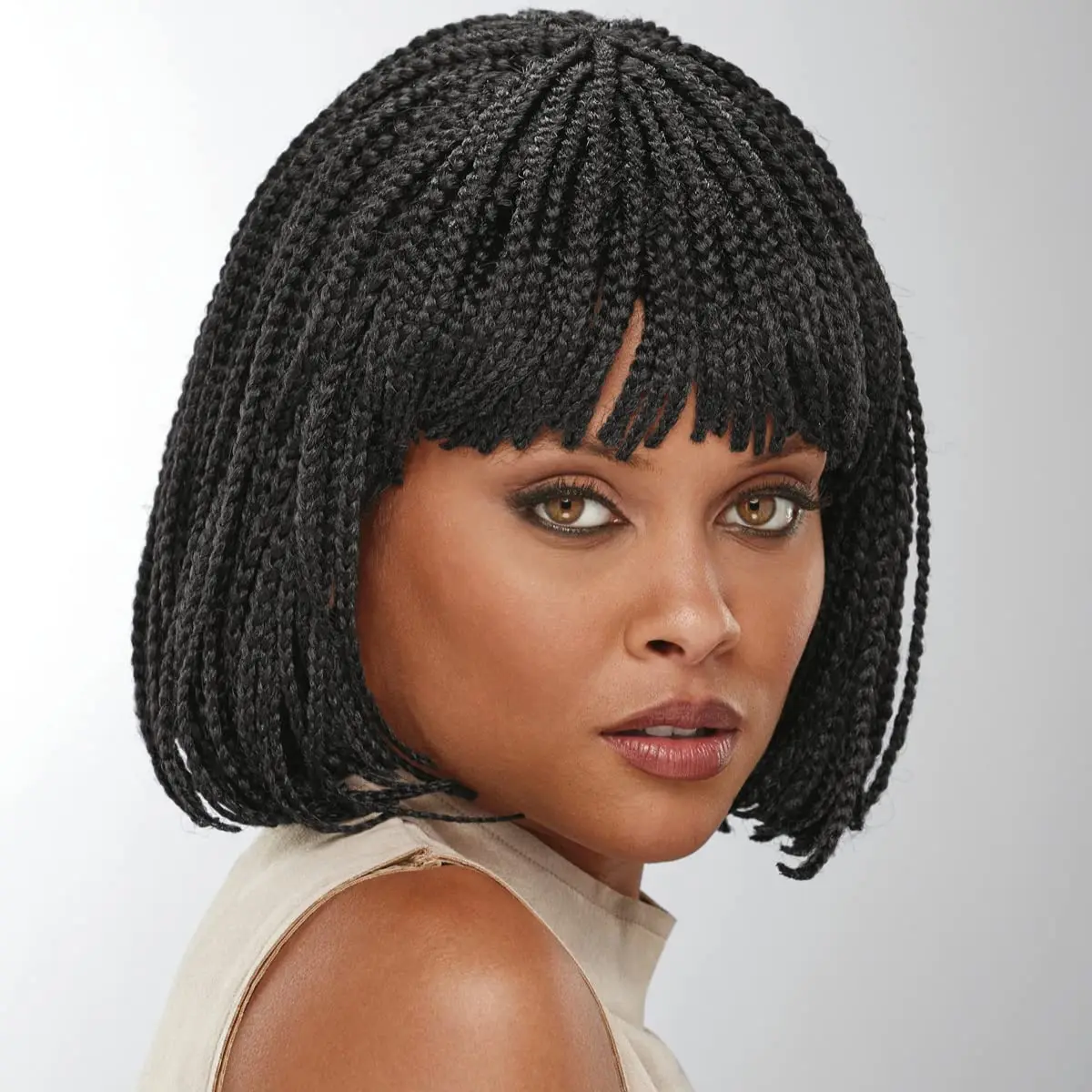 Box Braid Wig Synthetic Short Bob Wig Box Braided Wig with Bangs Cornrow Braided Wigs for Black Women