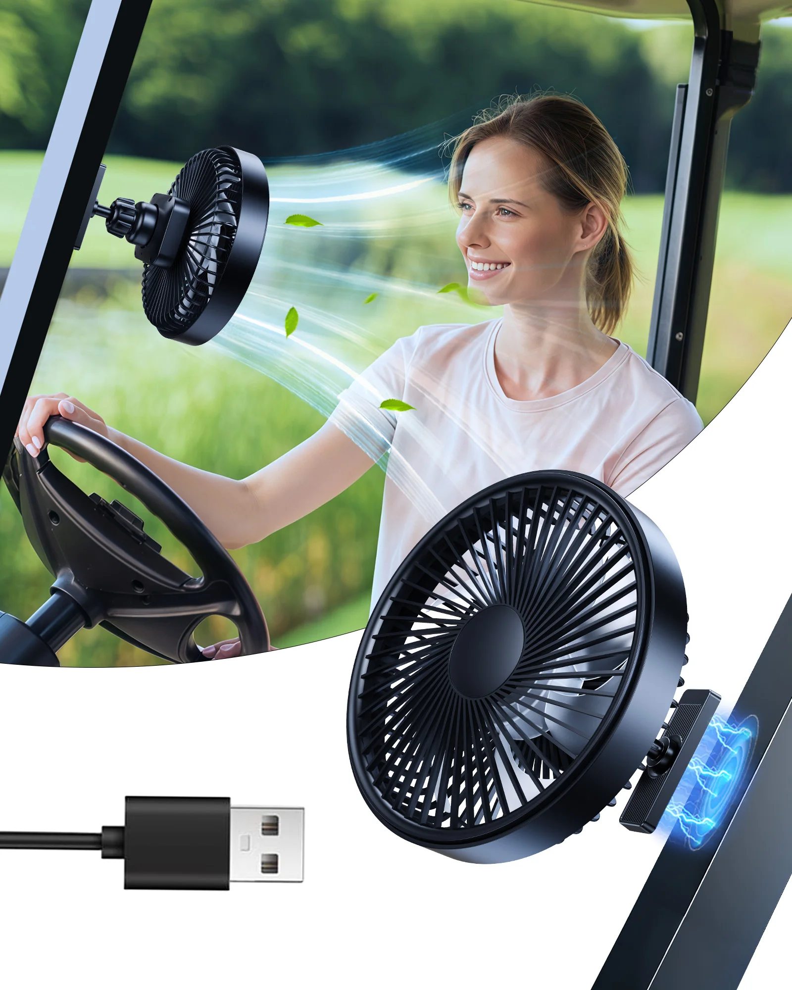 

Магнитный вентилятор Eary для всех металлических поверхностей, аккумулятор 3000 мАч, перезаряжаемый через Type-C, охлаждающий вентилятор 360° ° Поворотные вентиляторы для гольф-каров и спортзалов