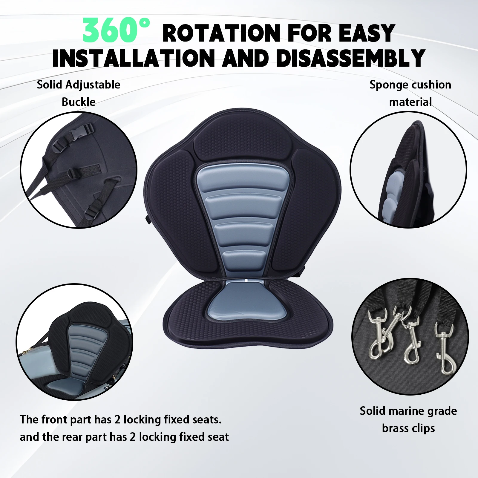 

Detachable Universal Adjustable Kayak Seat Seat Paddle Board Seat with Back Support for Rowboats, Fishing Boats, Canoe