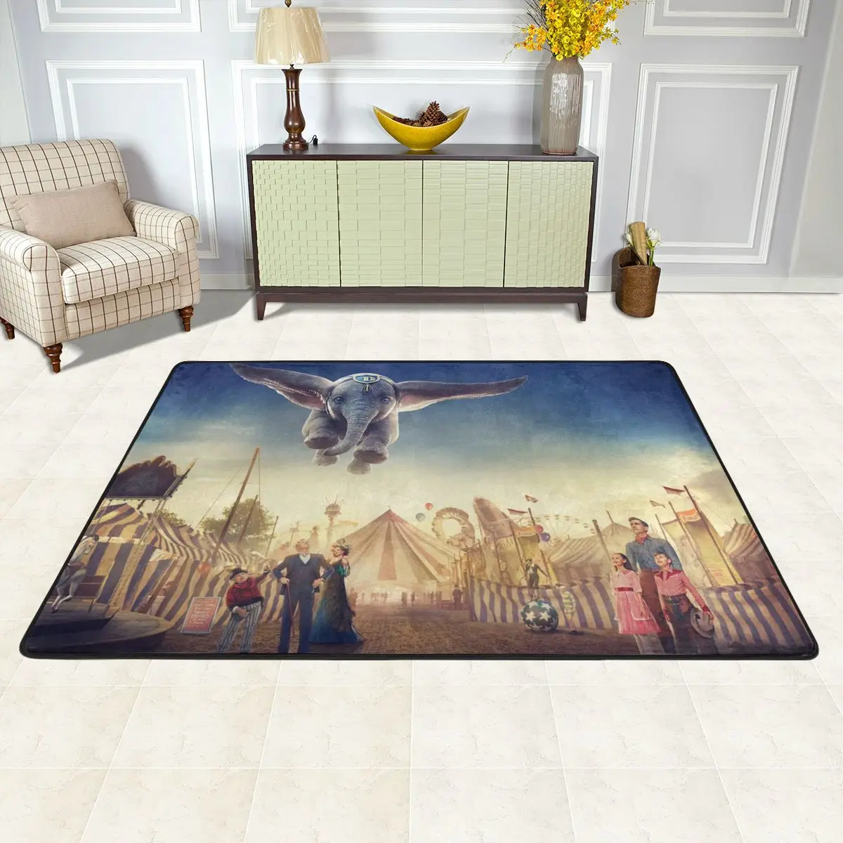 Dumbo Cartoon Floor Mat Non-slip Carpet For Living Room Hotel Bedroom Home Decor Floor Carpets Modern Velvet Rug