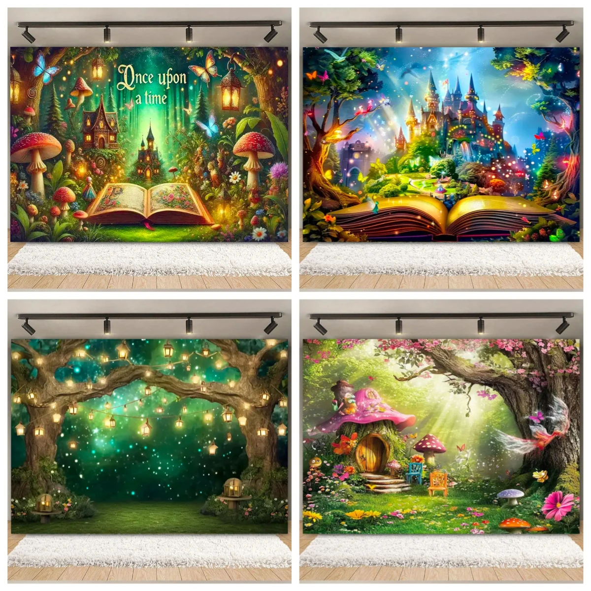 Fairy Tale Enchanted Forest Backdrop Photography Wonderland Dreamy Jungle Mushroom Baby Birthday Party Backgrounds Decor Prop