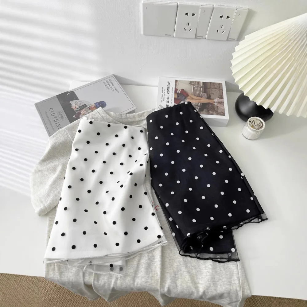 

Sweet Wind Mesh Polka Dot Skirt Women's Summer New High Waist and Thin A Word Hip Skirt Gauze Short Skirt