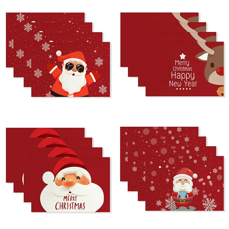 Tischset-Set mit Weihnachtsmann-Schneeflocke und festlichen Designs, festliche Tischdekoration, ideal für die Weihnachtsdekoration zu Hause