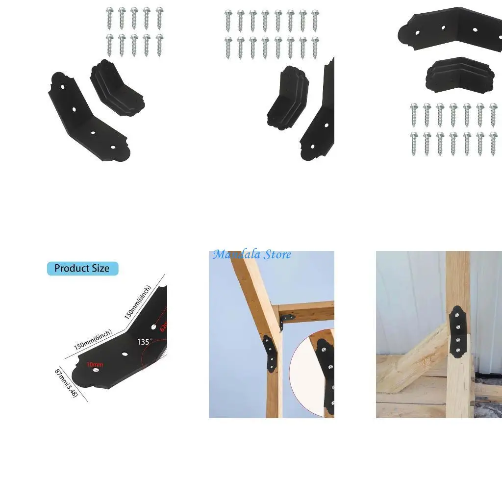 

U2JC Pack of 4 Strong Support Stands Corner Mounting Support Bracket with 135 Degree Angles Simple Install for Woodworking