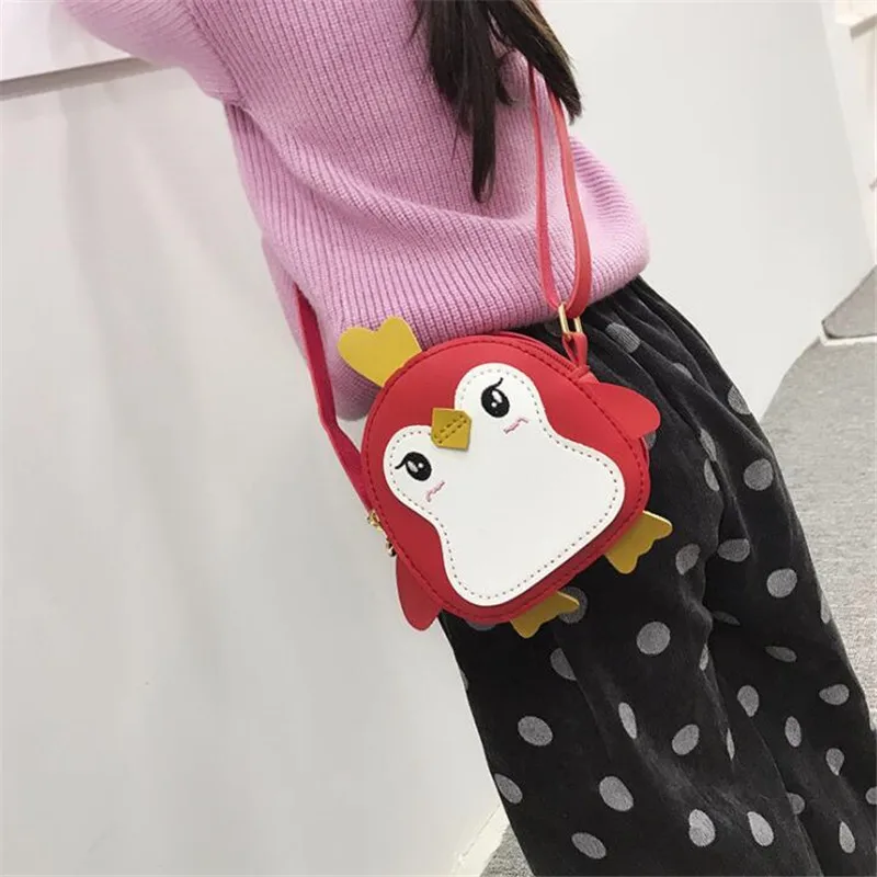 Girls Children's Mini Bags Penguin Shape Animal Shoulder Bag Clutch Kids Crossbody Bags PU Leather Mini Messenger Bag Leather