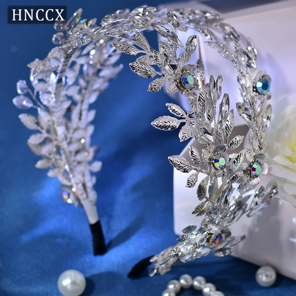 HNCCX Double Layer Metal Hair Hoop Bridal Headband Bride Hair Accessories Colorful Rhinestone Headdress For Women Party CP664