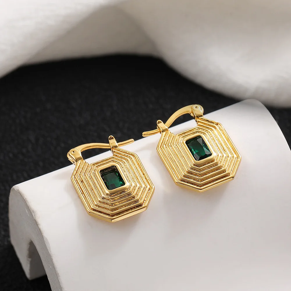 Vintage Natural Shell Geometric Gold Color Dangle Earrings for Women Multicolor Square Huggie Hoops Stud Party Jewelry Gifts