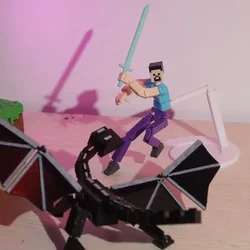 3D Printed Steve VS Dragon Mannequin Multi-Jointed Movable Robot Toys Figures Toys for Kids & Adults Parent-children Game Gifts