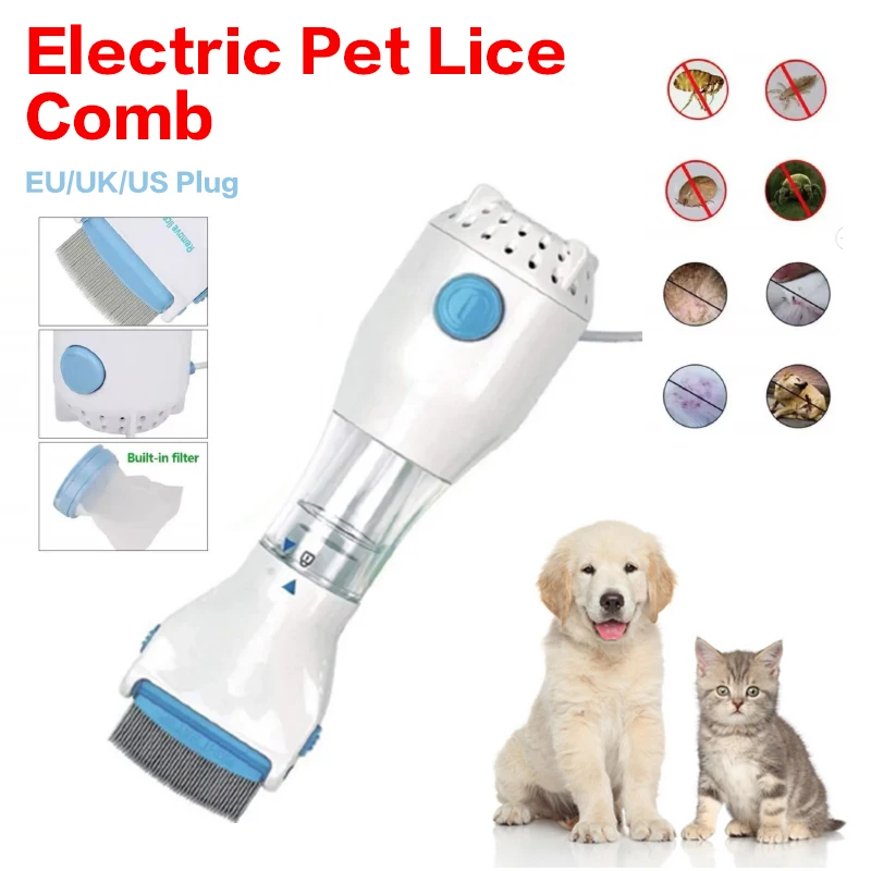 3 in 1 Pet Dog Cat Brush Electric Anti Lice Comb Multifunctional Cat Head Flea Removal Killer Dog Brush Power Comb Pet Accessory