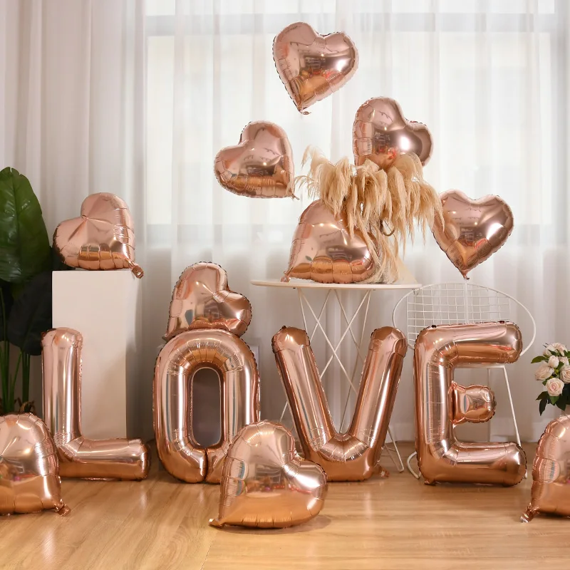 

Love Aluminum Film Balloon Champagne Metal Balloon Set Wedding Room Decoration Birthday Proposal