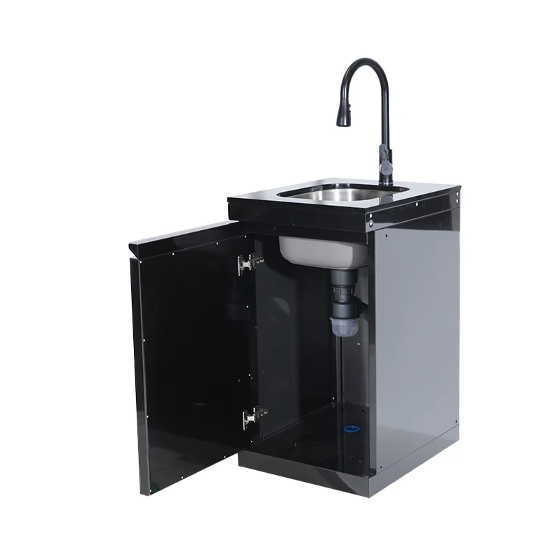 Black Marble  Kitchen Sink with Removable 4 Wheel Faucet Stainless Steel 304 Titanium - BBQ Accessories