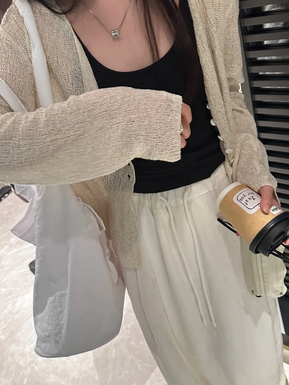 

Loose Women's Knitted Open Cardigan V-Neck Thin UV Protection Casual Style Long Sleeve Mid-Length Top