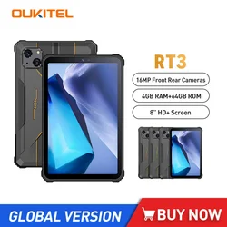 Oukitel RT3 Mini Rugged Waterproof Tablet 8Inch HD+ Display Helio P22 Octa Core 4GB+64GB Android 12 Tablets 4G Pad 16MP 5150mAh