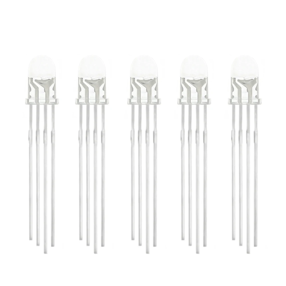 10pcs 5mm RGB LED Common Cathode / Common Anode Tri-Color Emitting Diodes f5 RGB Diffused / Transparent Highlight for arduino