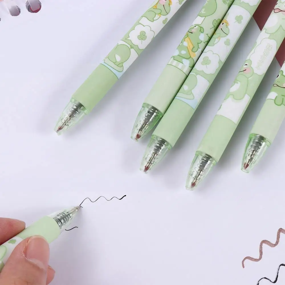 

Durable Student Stationery School Supplies Press Push Gel Pen Funny Neutral Pen Sign Pen Frog Manual Gel Pens Black Ink Pens