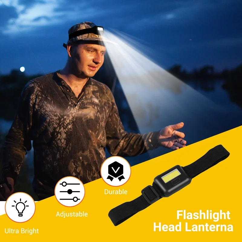 

【Promotion】Cob Led Mini Head Light Lamp Headlight 3 Modes Rainproof Head Torch Flashlight Head For Outdoor Camping Fishing