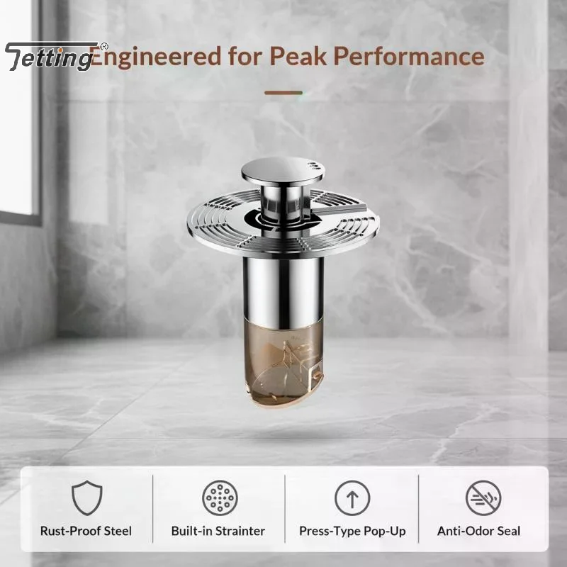 Automatic Water-Floating Floor Drain Anti-Clog Brass PVC Core Filter Cap Self-Clos Core Fast Drain