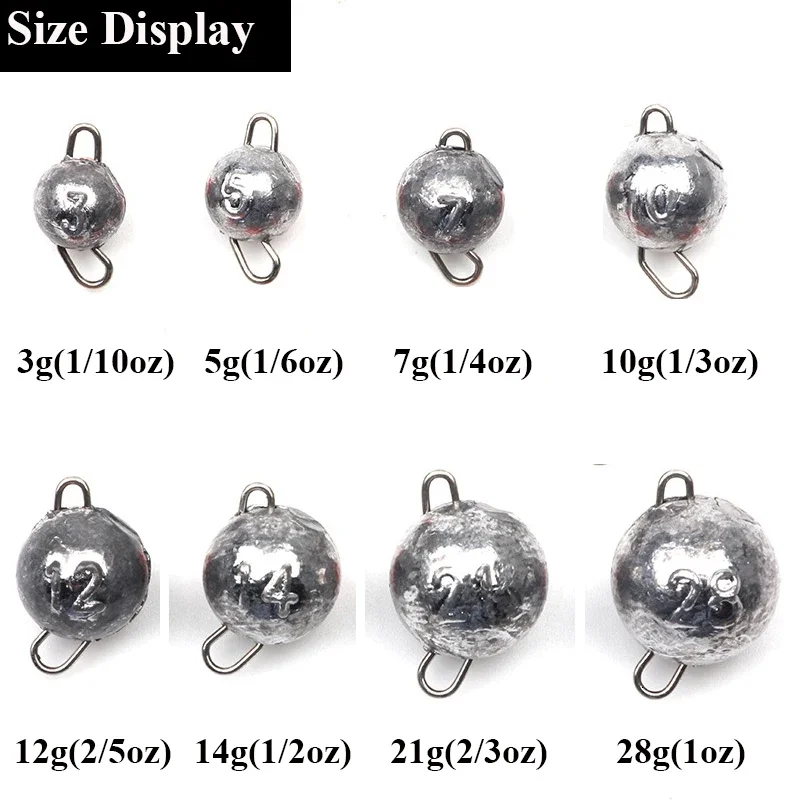 5pcs/lot Fishing Weight Sinker 3g-28g Deep Water Bullet Weight with Swivel Round Ball Sinkers Fishing Tackle Accessories image 2