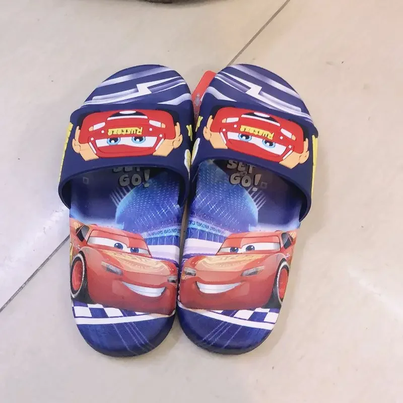 Summer Children Slippers Cartoon Pixar Cars Lightning McQueen Print Beach Kids Boys Girls Flop Flip Indoor Soft Cute Shoes 26-35