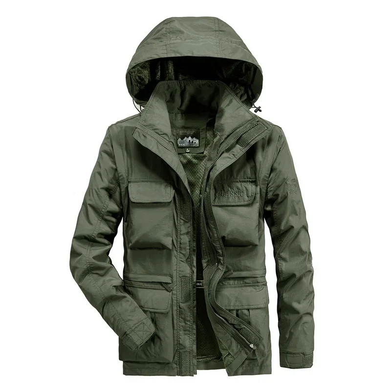 

Cross Border Men's Jacket Autumn and Winter New Outdoor Work Clothes Casual Loose Windproof Breathable Hooded Jacket