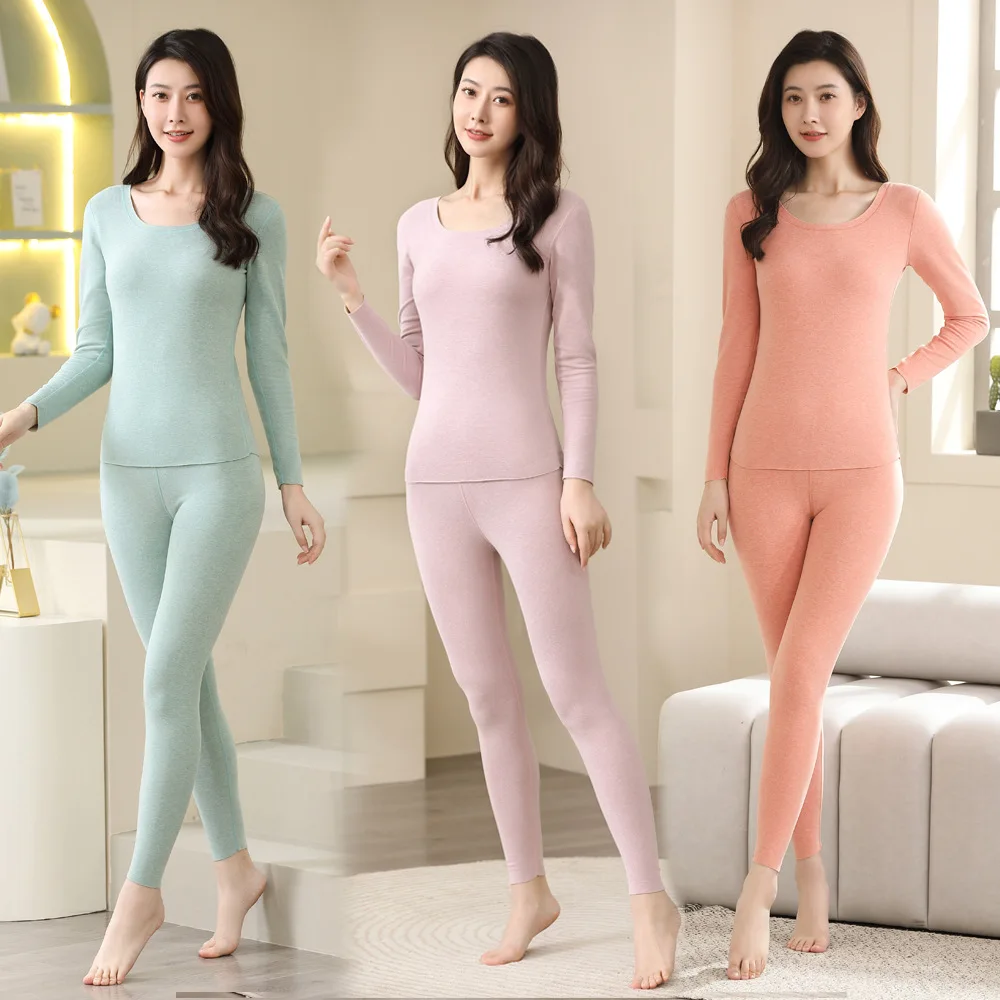 

Women's Thermal Underwear Set Woman 2 Pieces Thermal Clothing New Seamless Solid Color Warm Long Johns For Woman Winter Clothing