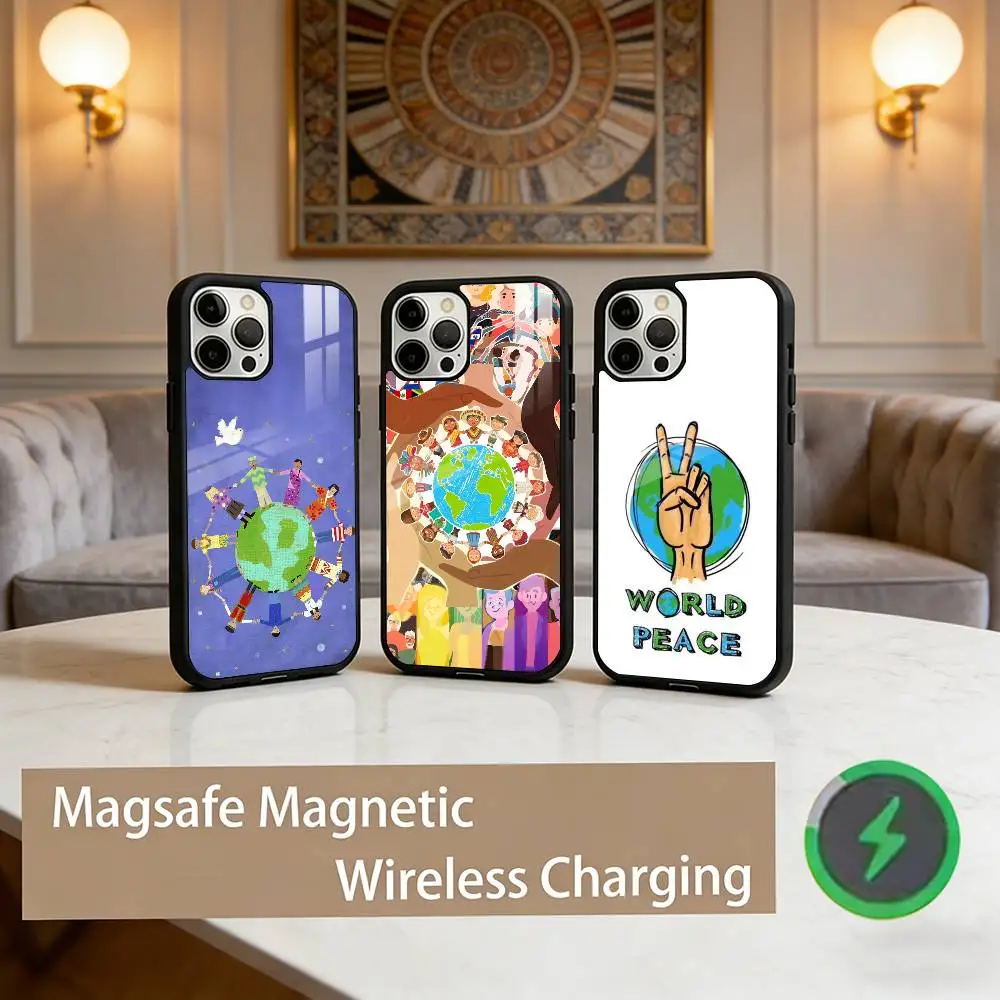 

World Peace Phone Case For iPhone17,16,15,14,13,12,11 Plus,Pro Max Magnetic For Magsafe Wireless Charging