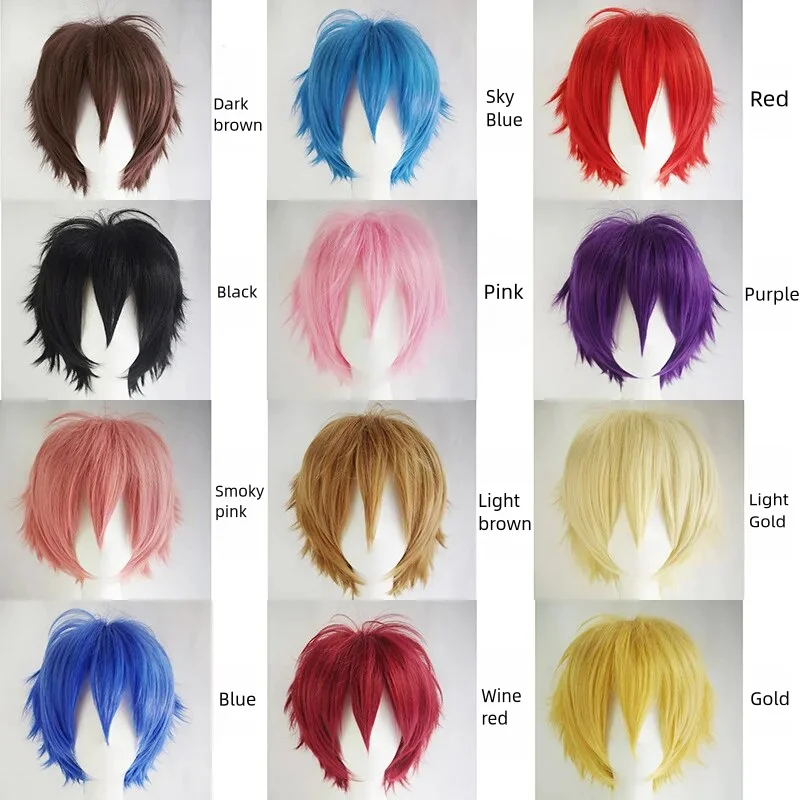 Versatile colored wig men's cosplay wigs anime wig set cosplay upturned short hair