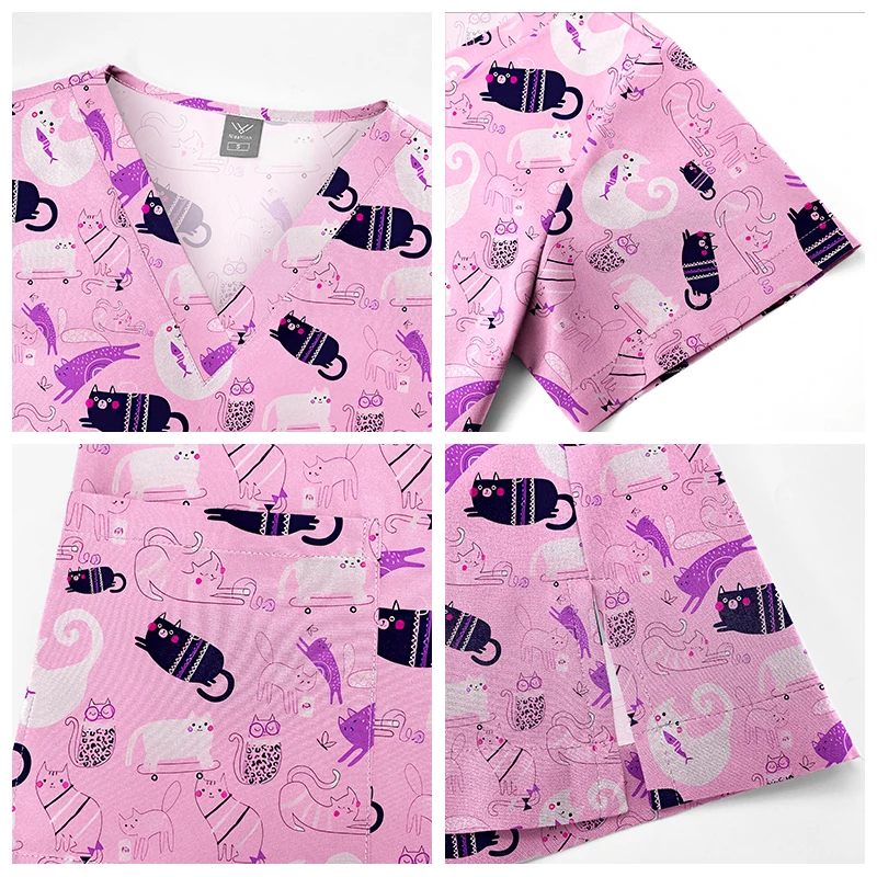 Mignon infirmière orm ort Sve Cisas motif imprimé haut dentaire handwaing vêtements médecin magasin tenue de travail Polyester La...