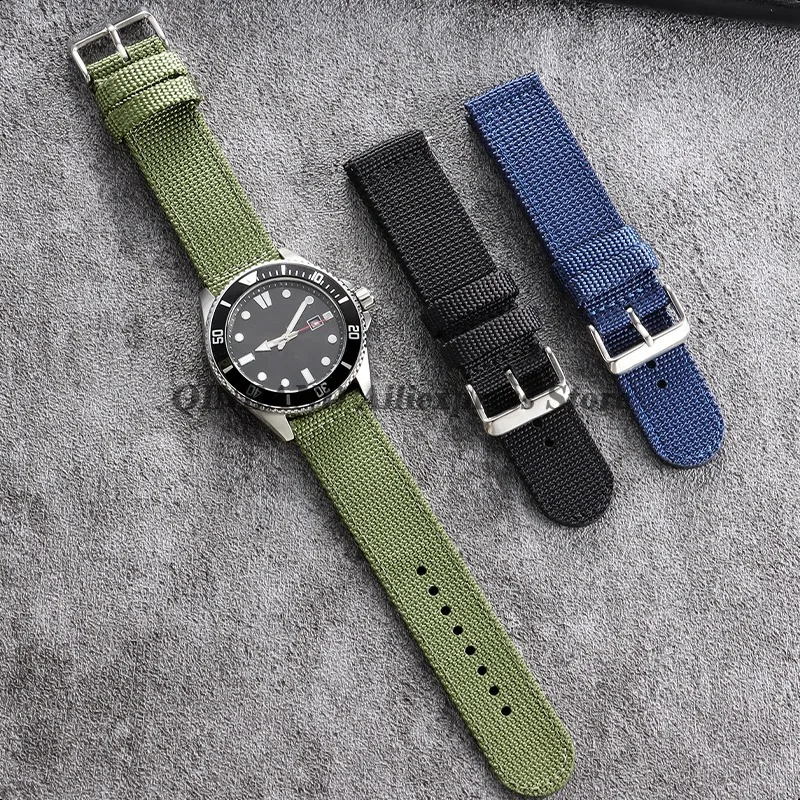 النايلون قماش حزام (استيك) ساعة ل Seiko ل رولكس 18 مللي متر 20/22/24 مللي متر الجيش العسكرية المنسوجة حزام الرجال النساء سوار الإفراج السريع معصمه #4