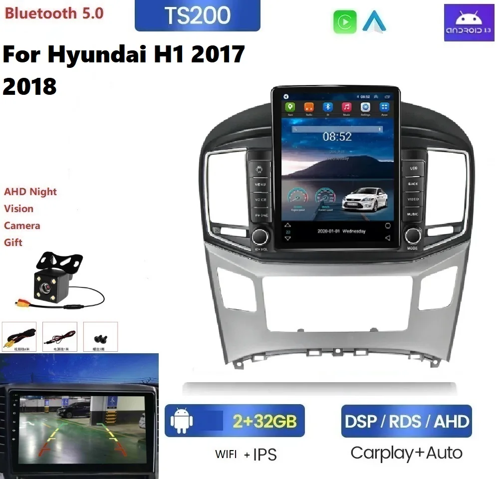 Android13.0 IPS 2.5D DSP Car DVD Player For Hyundai H1 2017 2018 4+64GB 4G LTE GPS BT Stereo SWC Video