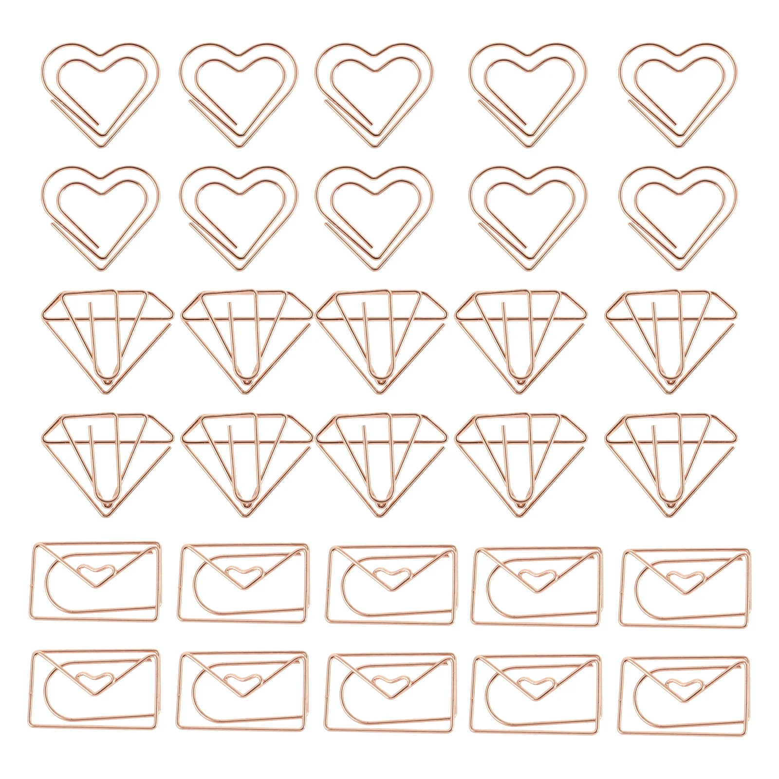 30 stuks kleine metalen paperclips hart diamant envelopvormen voor kantoor schooldocumenten leuke gekleurde paperclips