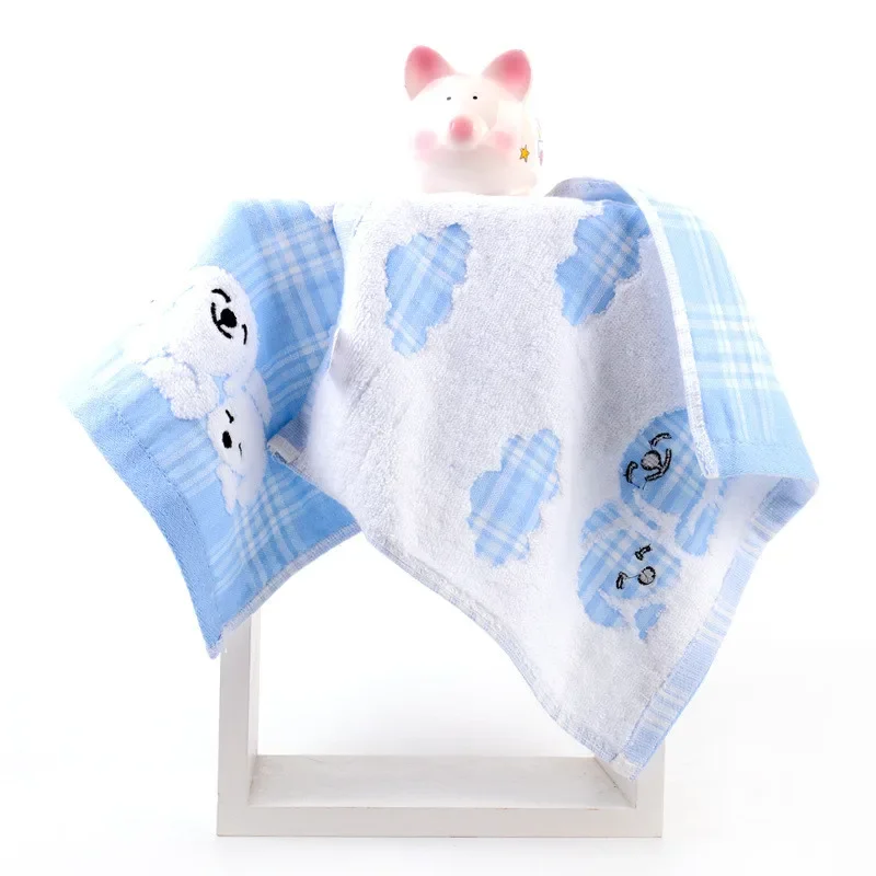 1 قطعة 30x30 سنتيمتر الكرتون جرو الجاكار منقوشة القطن لينة ماصة الحمام معلقة الأطفال أطفال منشفة وجه مربعة