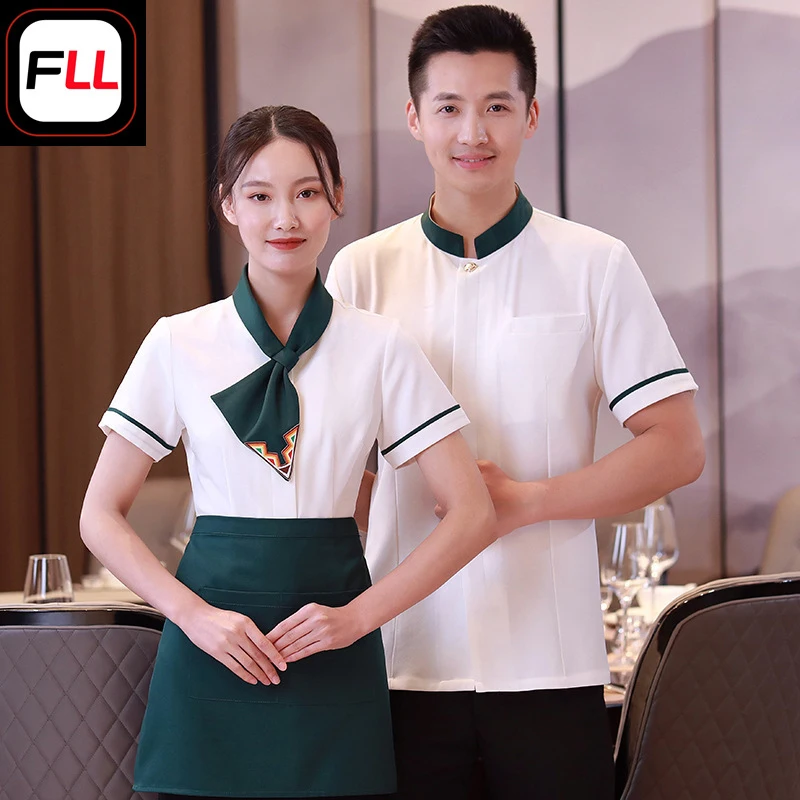 Uniformes de camarero para restaurante de estilo chino y casa de té, para recepción, hotel, cafetería, snack bar, barbacoa, restaurante de hot pot