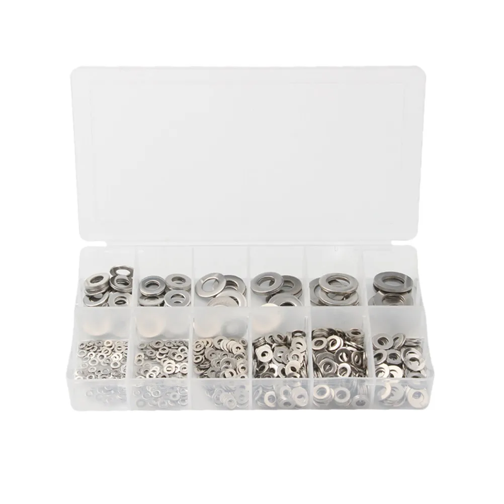 800Pcs Stainless Steel Flat Washer Set High Conductivity Sump Plug Oil Seal Gasket for Engines Cars Marine Fuel Hydraulic