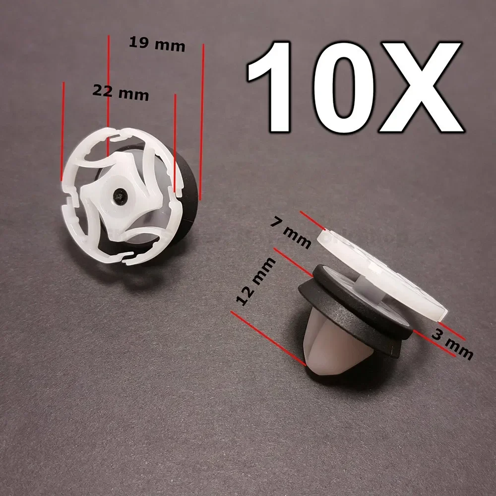 Clips de montaje de Panel embellecedor de puerta de coche, 10 Uds., para Peugeot 7703077476   (D206) Acceso de clip de montaje de embellecedor de puerta de nailon blanco 21,5x20 mm