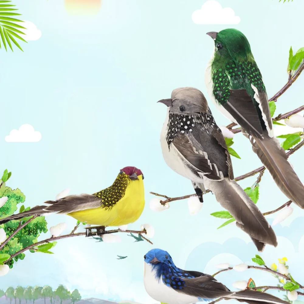 Realistic Feather Bird Decor Artificial Foam Ornament With Practical Clip For Garden Patio Balcony Tree Ornament Home Accent