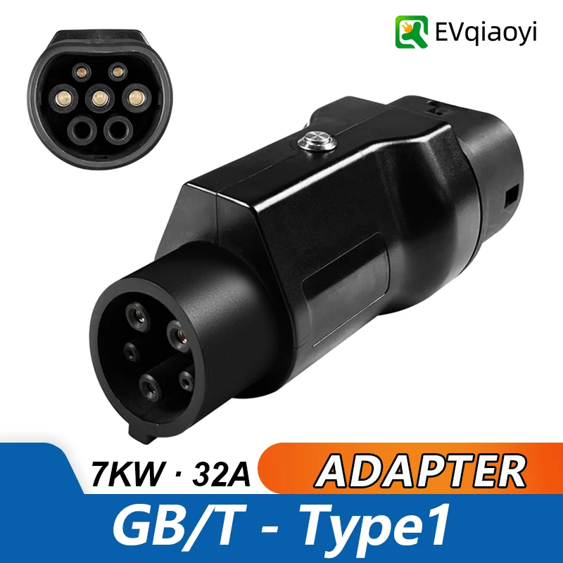 EVqiaoyi محول شحن السيارات الكهربائية GB/T إلى النوع 1 موصل 32 أمبير 7 كيلو وات من GB/T Pile إلى محول النوع 1 للسيارات الكهربائية القياسية الأمريكية