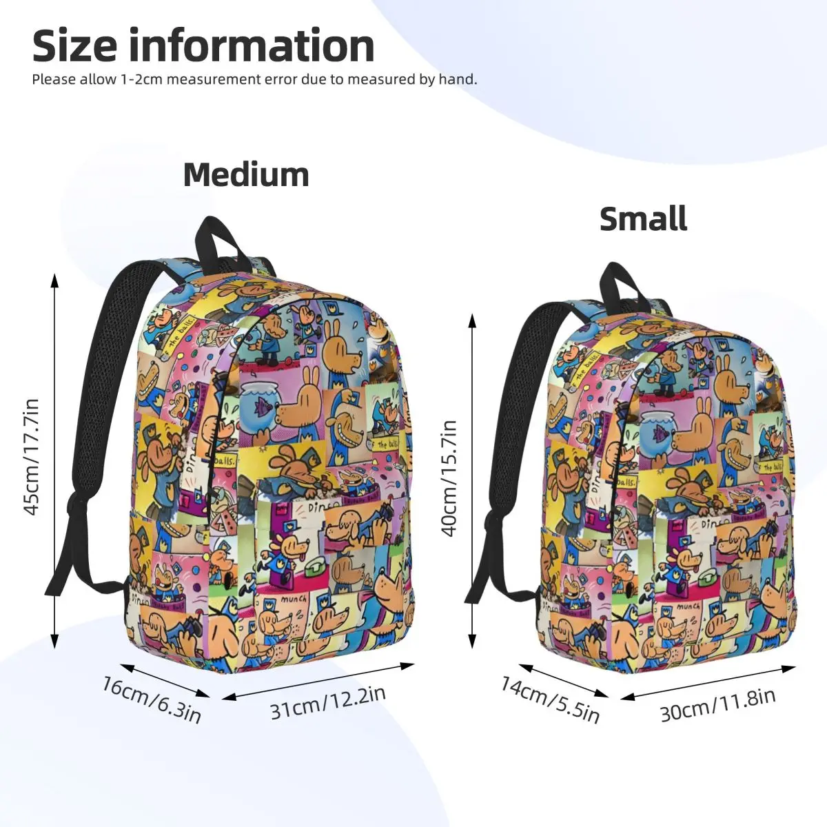 Dogman Collage Cool Manga Comic Mochila para hombres y mujeres Casual High School Business Daypack Dog Laptop Bolsas de lona ligeras