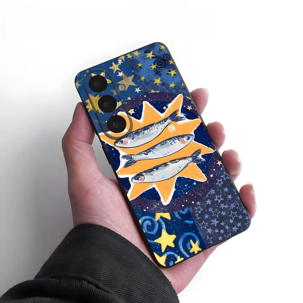 Sardines Fish Art Phone Case For Samsung A25 A13 A33 5G A54 A36 A35 A56 A52 A14 Shockproof Soft Cover
