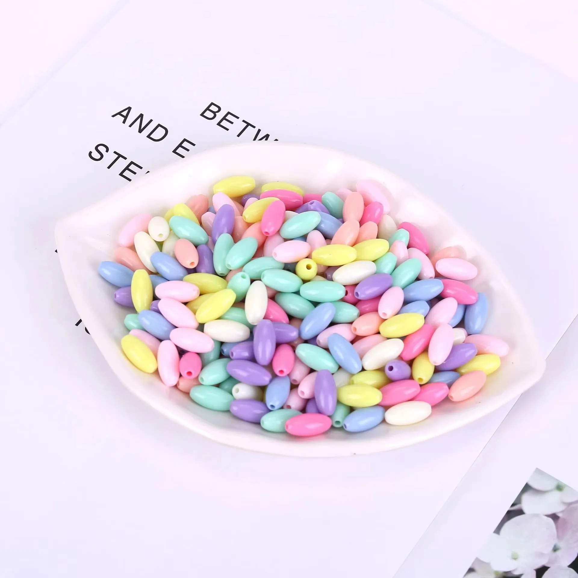 50Pcs/Lot 8x14mm Mixed AB Color Acrylic Seed Beads For Jewelry Making DIY Bracelet Necklace Accessories