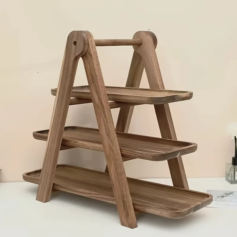 

1 Piece 3 Tier Cake Stand, Rectangular Serving Tray Wooden Farmhouse Tray for Family Gatherings and Cookouts
