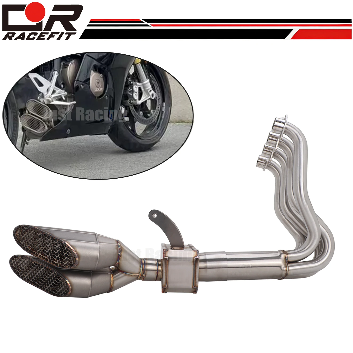 For ZXMOTO ZhangXue Motor ZXJC 500RR 500 RR Low Exhaust System Front Link Pipe Double Outlet Muffler